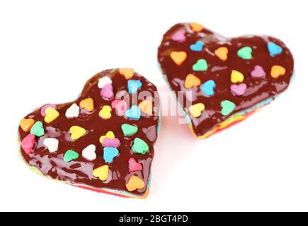 Delicious rainbow mini cakes isolated on white Stock Photo