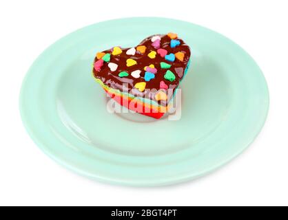 Delicious rainbow mini cake isolated on white Stock Photo