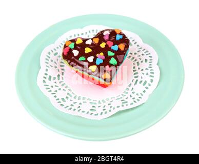 Delicious rainbow mini cake isolated on white Stock Photo