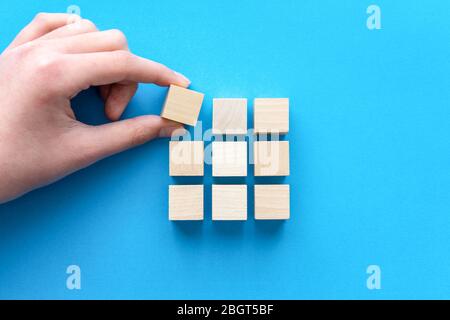 Business strategy theme concept using wood block Stock Photo