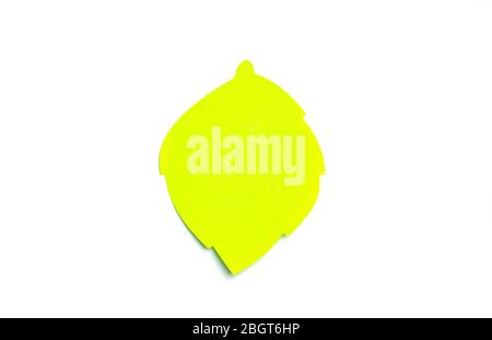 Sticky note green leaf isolated on white background with clipping path Stock Photo