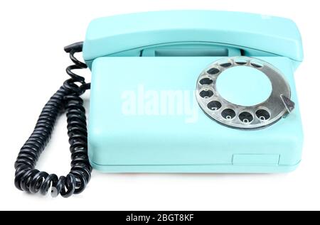 Retro turquoise telephone, close up Stock Photo