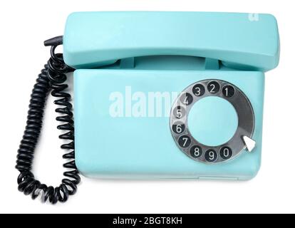 Retro turquoise telephone, close up Stock Photo