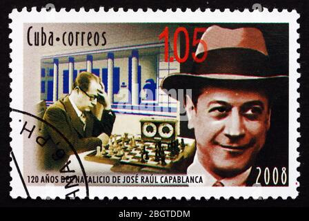 CUBA - CIRCA 2008: a stamp printed in the Cuba shows Jose Raul Capablanca, Cuban Chess Player, World Chess Champion from 1921 to 1927, circa 2008 Stock Photo