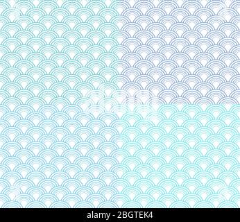 Japanese vector wave seamless patterns, blue wavy background Stock Vector