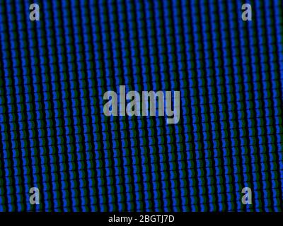 Macro view of blue pixels on a flat screen television Stock Photo