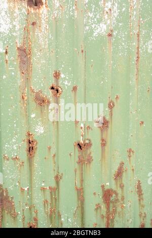 Rusty green sheet of metal. Creative vintage background. Stock Photo