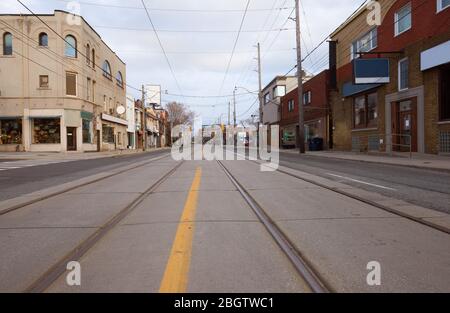 Empty street in Toronto, Canada because of Covid-19 lockdown. The street is normally very busy. Stock Photo
