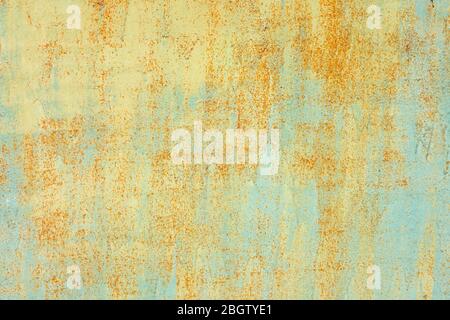 Rusty green sheet of metal. Creative vintage background. Stock Photo