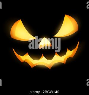 Grinning Jack O Lantern on black background. EPS 10 Stock Vector