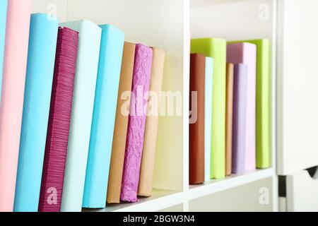Books on shelf, close-up Stock Photo