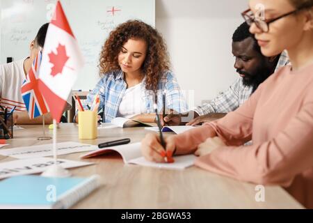 People taking classes at language school Stock Photo