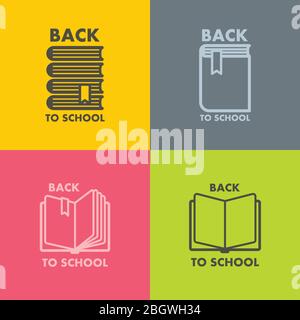 Book logo set for education and school on color background Stock Vector