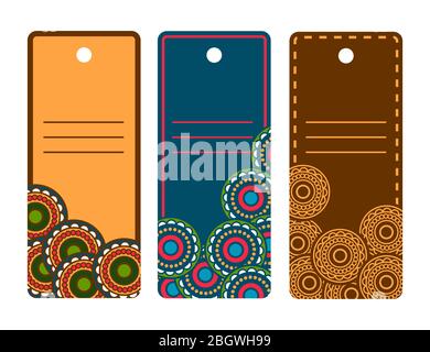 Ornamental label or card mandala ornament set vector illustration Stock Vector