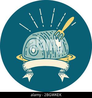 icon of a tattoo style roast beef Stock Vector