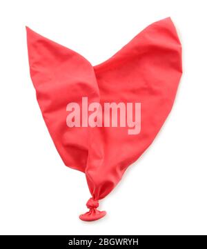 Popped red balloon isolated on white Stock Photo