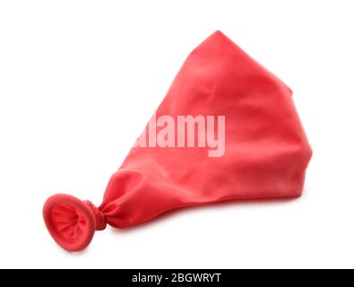 Popped red balloon isolated on white Stock Photo