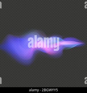 Light wave neon swirl overlay flare trace effect isolated on transparent background. EPS 10 Stock Vector