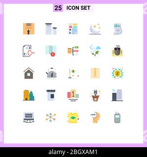 Modern Set of 25 Flat Colors and symbols such as sleep, mode, development, report, document Editable Vector Design Elements Stock Vector