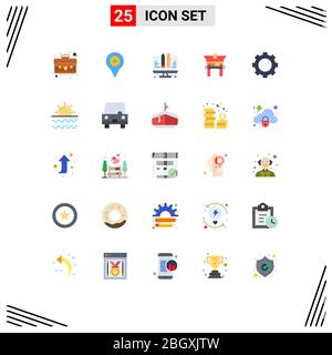 Modern Set of 25 Flat Colors and symbols such as gadget, chinese, coding, china, gate Editable Vector Design Elements Stock Vector