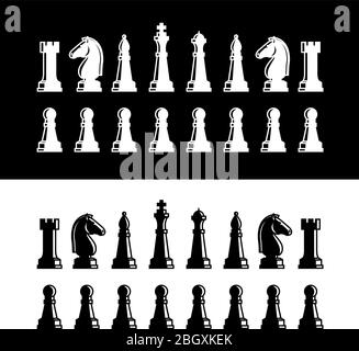 Premium Vector  Chess pieces vector chessmen shapes with the names of  figures isolated on white background