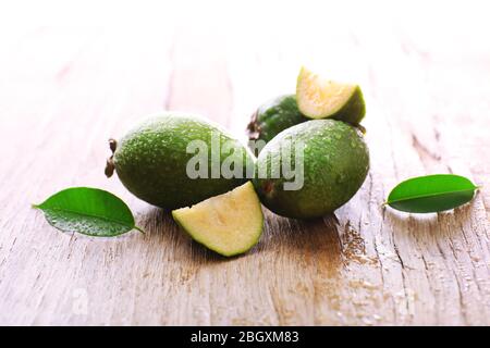 Feijoa on table close-up Stock Photo