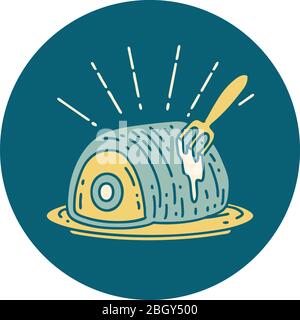 icon of a tattoo style roast beef Stock Vector