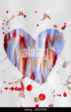 Painted heart over white paper background Stock Photo