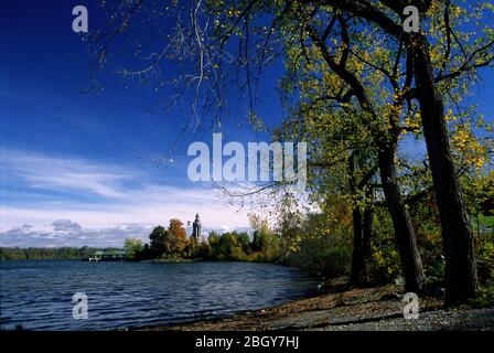 Champlain Memorial Lighthouse, Crown Point Campground, Adirondack Park, New York Stock Photo