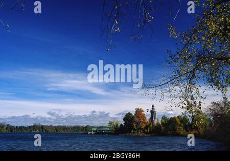 Champlain Memorial Lighthouse, Crown Point Campground, Adirondack Park, New York Stock Photo