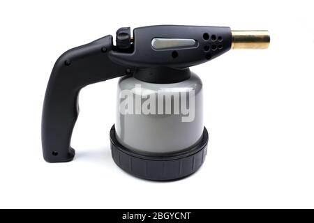 Manual gas burner isolated on white Stock Photo