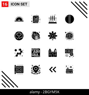 Pack of 16 creative Solid Glyphs of food, system, finance, plumbing ...