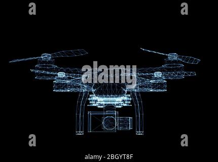 Drone of luminous lines and dots Stock Photo