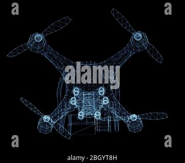 Drone of luminous lines and dots Stock Photo