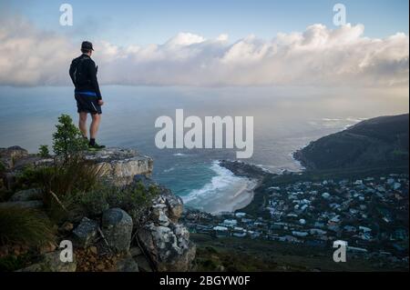 Cape Town, Western Cape, South Africa is a hiker and outdoorsman's dream with access to  trails through fynbos in Table Mountain National Park. Stock Photo