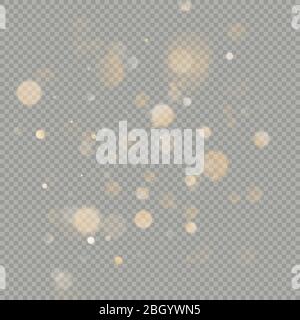 Effect of bokeh circles isolated on transparent background. Christmas glowing warm orange glitter element that can be used. EPS 10 Stock Vector