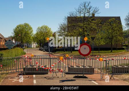 closed border between Belgium and the Netherlands due to the COVID19 Pandemic. This bizar situation was never expected anymore of the the Maastricht T Stock Photo