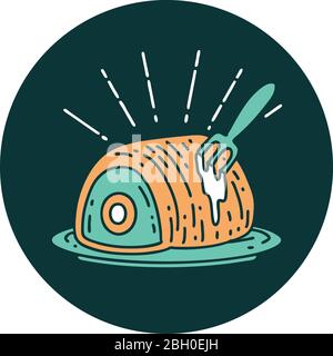 icon of a tattoo style roast beef Stock Vector