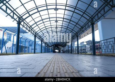 The tunnel on the street, the roof from the rain Stock Photo