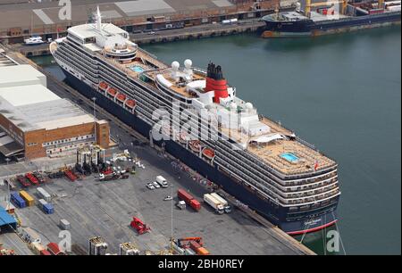 Aerial photo of cruise ships at Cape Town Cruise Terminal Stock Photo