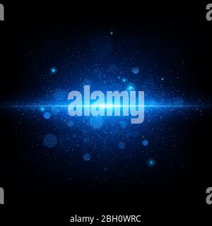 Blue abstract flash in deep blue space. Realistic starry sky with a blue glow. EPS 10 Stock Vector