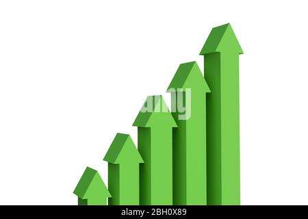 Growth charts with the arrows - 3d rendering Stock Photo