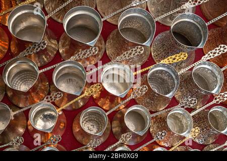 Coffee pots used to make Turkish coffee Stock Photo