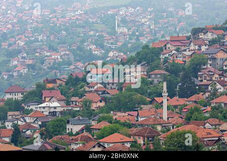 View over the houses in Sarajevo, Bosnia and Herzegovina Stock Photo