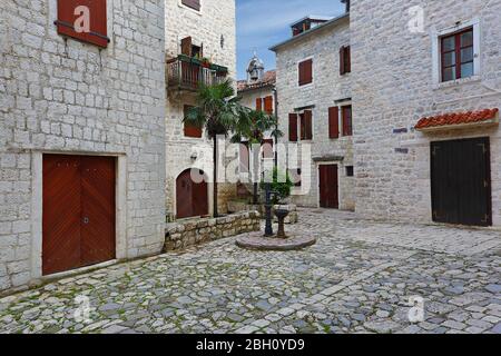 Historical stone houses in the old city of Kotor, Montenegro Stock Photo