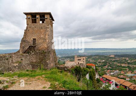 Kruje Castle with its medieval remains in Albania Stock Photo