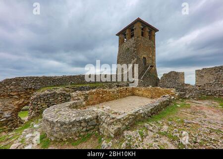 Kruje Castle with its medieval remains in Albania Stock Photo