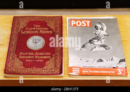 Front cover of vintage news magazines, The Illustrated London News Magazine Silver Jubilee Record Number 1910–1935 and Picture Post January 14, 1939. Stock Photo