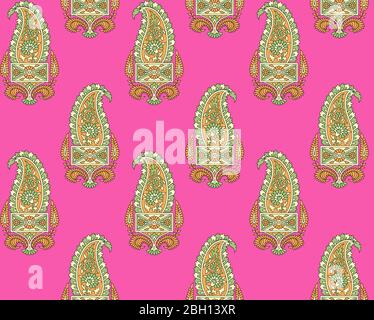 seamless Indian paisley pattern Stock Photo