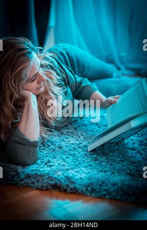 pictures of a woman enjoyed in confined days indoor Stock Photo
